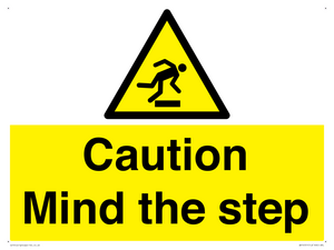 Caution Mind the step warning sign